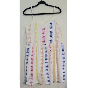 Lou & Grey for Loft Dress Womens Large Muliti-Colored Palm Tree Summer Dress NWT